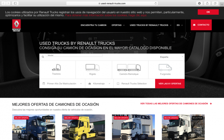 Renault Trucks pone en marcha una web de vehículos de ocasión