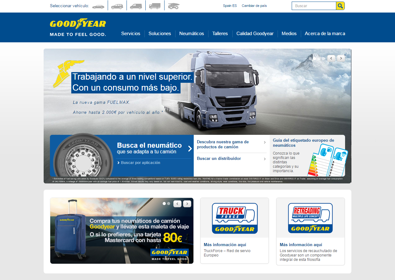 Nueva página web de Goodyear para camión