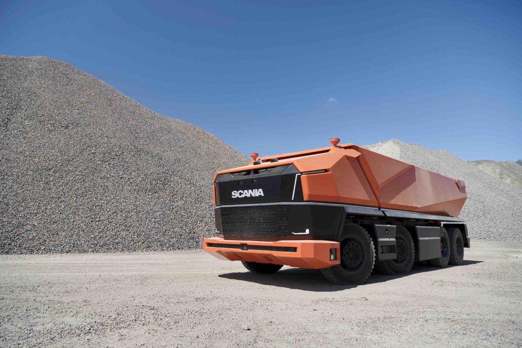 Scania AXL, un camión autónomo sin cabina para trabajo en minas y grandes obras de construcción.