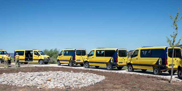 Furgonetas Sprinter 4x4 adquiridas por GEACAM para la prevención y extinción de incendios en Castilla-La Mancha.
