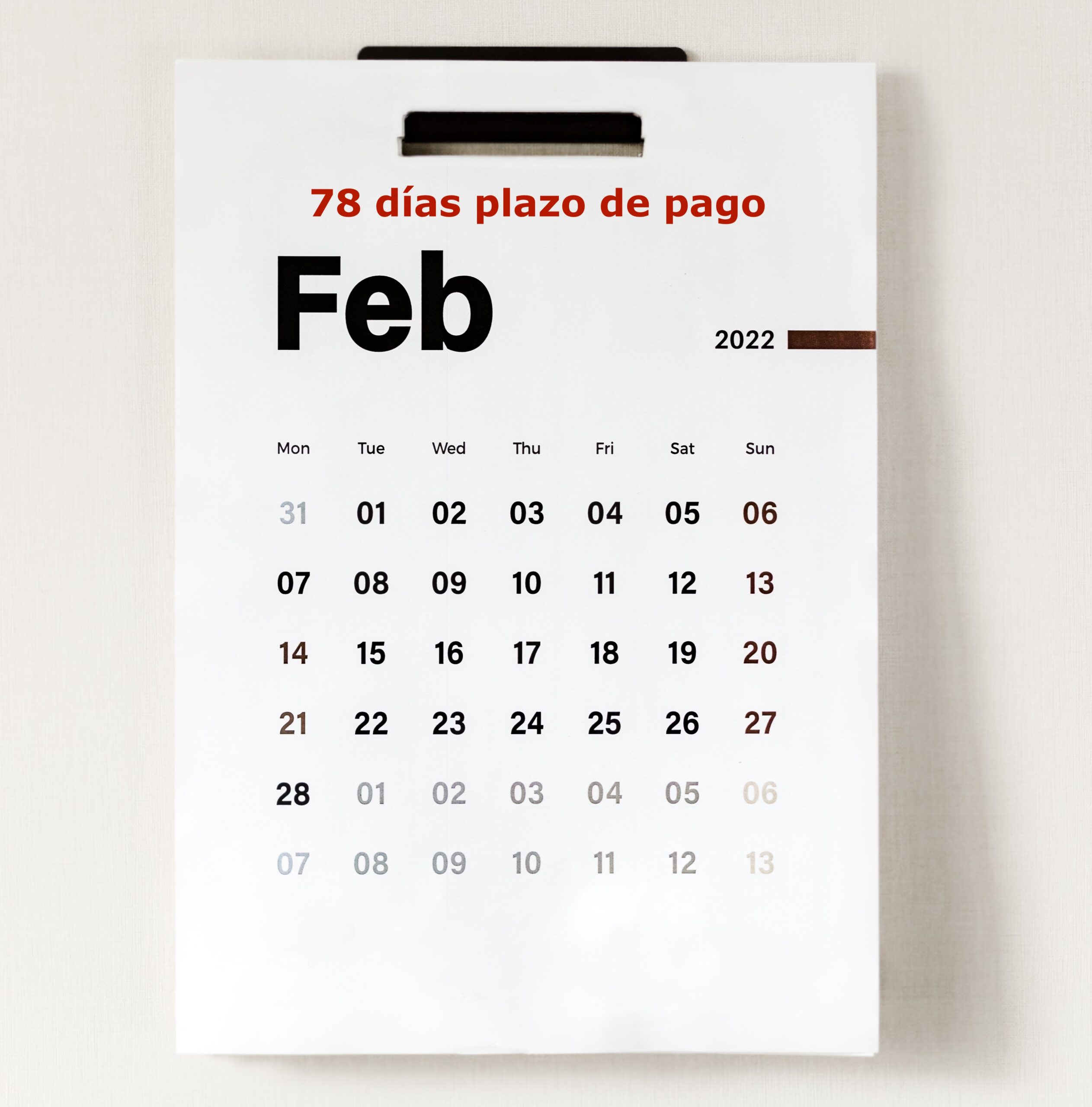 Calendario del mes de febrero de 2022