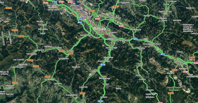 Mapa carreteras Vizcaya a las que afectará el peaje para camiones a finales de 2022.