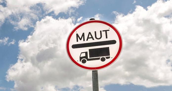 Señal de peaje alemán para camiones en las autopistas.